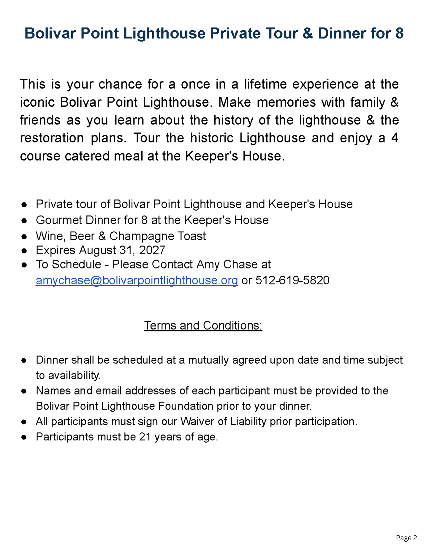 Private Experience at Bolivar Point Lighthouse