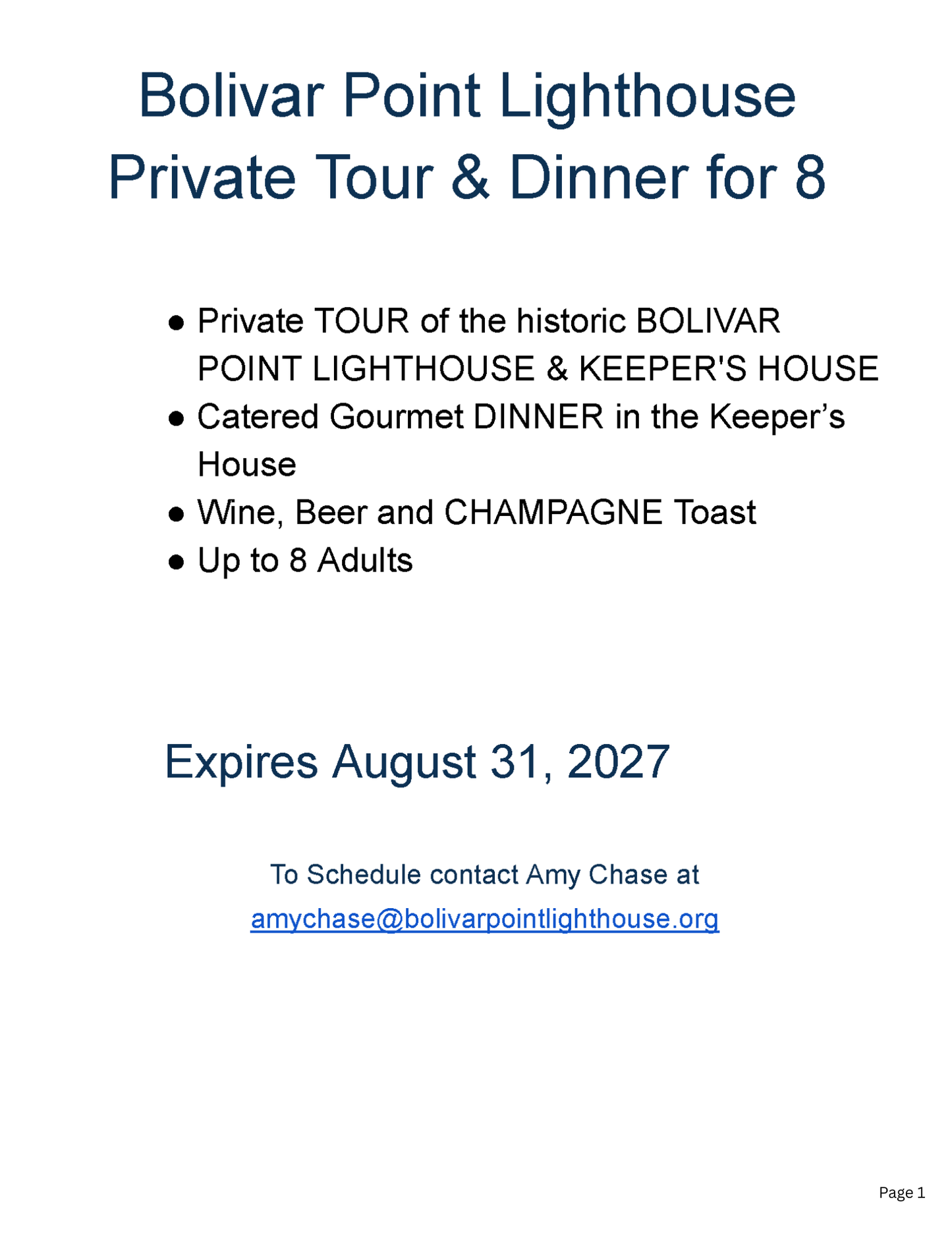 Private Experience at Bolivar Point Lighthouse